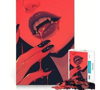 Vampire Lips Jigsaw Puzzle 1000 Pieces Focus Building Toy Firm Fit Secure Assembly Holiday Indoor Entertainment Toy (38x52cm)