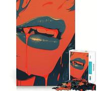 Vampire Lips Jigsaw Puzzle 1000 Think Boost Game Tight Lock No Loose Pieces Interactive Brain Challenge for Home (38x26cm)