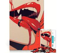 Vampire Lips Jigsaw Puzzle 1000 Think Boost Game Tight Lock No Loose Pieces Interactive Brain Challenge for Home (38x26cm)