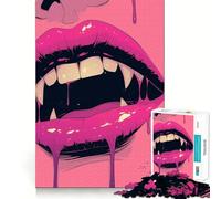 Vampire Lips Jigsaw Puzzles 1000 Piece for Adults Recall Fun Play Firm Fit Secure Assembly Family Fun Night Activity (50x75cm)