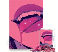 Vampire Lips Jigsaw Puzzles 1000 Pieces for Teenagers Sharp Recall Restful Pleasure Uniform Cut Ideal Xmas Gift (50x75cm)