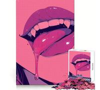 Vampire Lips Jigsaw Puzzles for Adults1000 Piece Mind Training Cozy Downtime Laser Cut Joyful Xmas (38x52cm)
