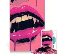 Vampire Lips Jigsaws for Adults1000 Pieces Brain Memory Game Fine Cut Premium Finishing Engaging Way to Pass Free Hours (38x26cm)