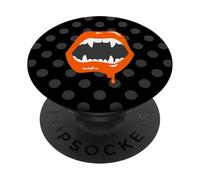 vampire lips monster fanged creature fangs horror orange PopSockets Adhesive PopGrip