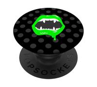 vampire lips monster fanged creature green horror scary fang PopSockets Adhesive PopGrip