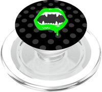 vampire lips monster fanged creature green horror scary fang PopSockets PopGrip for MagSafe