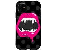 vampire lips monster fanged creature pink fangs horror scary Case for iPhone 11