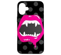 vampire lips monster fanged creature pink fangs horror scary Case for iPhone 16 Plus