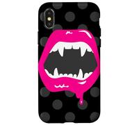 vampire lips monster fanged creature pink fangs horror scary Case for iPhone X/XS