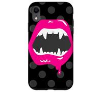 vampire lips monster fanged creature pink fangs horror scary Case for iPhone XR