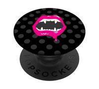 vampire lips monster fanged creature pink fangs horror scary PopSockets Adhesive PopGrip