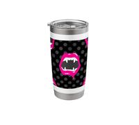Vampire Lips Monster Fanged Creature Pink Fangs Horror Scary Stainless Steel Insulated Tumbler