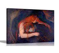 Vampire - Love and Pain by Edvard Munch Canvas Wall Art Prints Black and White Pictures Home Living Room Modern Art Landscape Extra Large 101 x 76cm (40 x 30 inches)