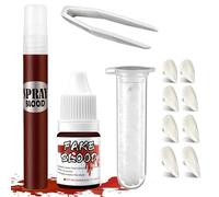 Vampire Makeup Kit, Vampire Make Up, Vampire Kit with 4PCS Fake Vampire Teeth, 20ml Fake Blood, 5g Temporary Filling with Tweezers, Halloween Make up Kit for Masquerade and Clown Makeup, Festival