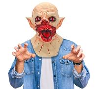 Vampire Mask with Sharp Teeth, Scary Latex Demon Monster Face Masks for Adults Cosplay Party Props - Light Brown