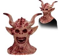 Vampire Mask Zombie Full Head Mask for Adult, Scary Masks with Devil Horns for Halloween, Ghost Face Mask-Supersoft Creepy Halloween Masks, Demon Monster Zombie Cosplay for Halloween Party Props (C)