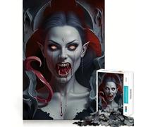 Vampire Portrait with Blood And Fangs 1000 Piece Jigsaws Creative Skill Toy Tight Lock No Loose Pieces Bonding Activity for Loved Ones (38x52cm)