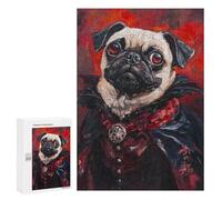 Vampire Pug Art Print Puzzle 1000 Teile Schwer Puzzle Spielzeug Lernspiel Impossible Herausforderungsspielzeug Für Erwachsene Kinder 300 PCS