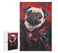 Vampire Pug Art Print Puzzle 1000 Teile Schwer Puzzle Spielzeug Lernspiel Impossible Herausforderungsspielzeug Für Erwachsene Kinder 1000 PCS