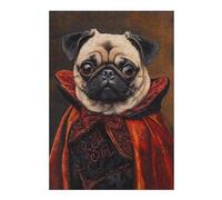 Vampire Pug Art Print Themed Wooden Jigsaw Puzzle for Adults, 300 PCS