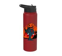 Vampire Pumpkin Head Jack O Lantern Spooky Halloween Stainless Steel Insulated Water Bottle