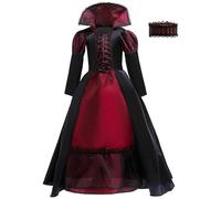 Vampire Queen Costume - Dracula Queen Halloweenn-Costumes | Girls Vampires Costumes | Noble Medieval Royal Gothic | Kids Role Play Outfis Party Fancy Halloween CostumeDress Ups Girls Cosplay