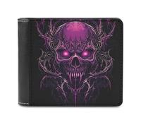 Vampire Skull Head Men's Leather Wallet Bifold Purse Card Holder Slim Money Clip Single-Sided Print
