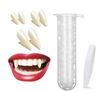 Vampire Teeth, 3 Pairs Vampire Fangs 3 Sizes Custom Fangs Halloween Vampire Fang Fake Fangs with Teeth Pellets Adhesive for Halloween Party Cosplay Props Party Favors