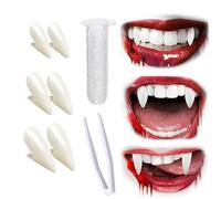 Vampire Teeth, 3 Pairs Vampire Fangs Teeth with Adhesive Halloween Cosplay Props White Horror False Teeth Props Party Favors Masquerade Accessories Gift