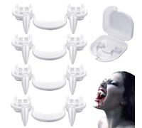 Vampire Teeth, 4 Pairs Retractable Realistic Vampire Zombie Fangs, Reusable Creepy Fake Teeth Braces, Halloween Party Dress Up Horror Props