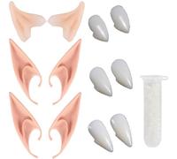 Vampire Teeth, 7 Piece Vampire Costume Set with Fangs and Elf Ears for Cosplay, Halloween Party Accessories, Role Play Props