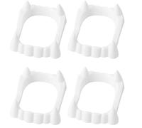 Vampire Teeth Fake Fangs Halloween Fake Teeth White Plastic Fanged Novelty Teeth Sharp Toothed Horror Prop Fangs Fancy Dress Costume Halloween Party Cosplay Scary Vampire Dentures For Kids Adults(4Pc)