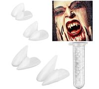 Vampire Teeth Fangs, 4 Pairs 4 Sizes Vampire Fangs for Adults, Halloween Vampire Teeth for Cosplay Halloween Accessories Party Favors Prop Decoration