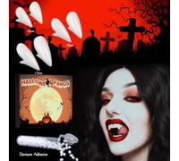 Vampire Teeth for Kids/ Adults - Vampire Fangs Cosplay Accessories, Vampires Fangs Adhesive, 3pcs Werewolf Fake Teeth Halloween Decorations for Cosplay Party Props Halloween Party Fangs