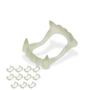 Vampire Teeth Glow In Dark Vampire Fangs Adult Fake Dentures Halloween Dress Up Glowing Vampire Braces Teeth Halloween Costume Parties Themed Events Cosplay Accessories (Vampire Teeth, 12, Count)