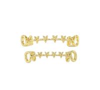 Vampire Teeth Grills Set for Halloween with Grills Diamond Grills for Your Teeth for Men Women 18K Gold Plated Iced Out Macro Pave Cubic Mouth Grill