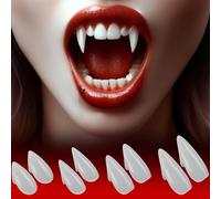 Vampire Teeth, Halloween Fangs with Adhesive, 4 Pairs Realistic Vampire Fang Fake Teeth Halloween Decorations Party Cosplay Props Werewolf Fang Vampire Dentures Party Favors Masquerade Accessories