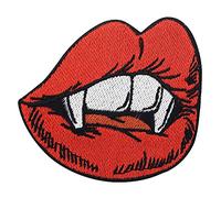 Vampire Teeth Kiss Mouth Iron-On Patch | Halloween Embroidery Patch, Ironable Patch, Bat Badges Finally Home