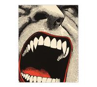 Vampire Teeth Mouth Close Up Pop Art Horror Wall Art Print Artery8 Grey W24 inch x H32 inch