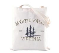 Vampire TV Show Merchandise Tote Bag TVD Enthusiasts Gift Vampire Lovers Gift Mystic Falls Virginia Est 01864 Shoulder Bag For Fans (Mystic Falls Tote)