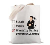 Vampire Tv Show Tote Bag Single Taken Mentally Dating DamonTote Bag Vampire Fans Gift (Single Taken -tb)