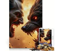 Vampire Versus Werewolf Confrontation Jigsaw Puzzle 1000 Piece for Adults Cognitive Workout Casual Enjoyment No Rough Edges Memorable Gift (38x52cm)