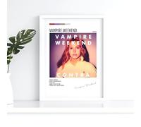 Vampire Weekend Contra Tracklist Tour Concert Black Album Music A3 Wall Art Print - Unframed Poster Concert Festival Glossy Artwork Unique Home Décor Gift Bedroom Mancave Britpop Contra White