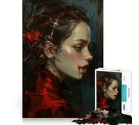 Vampire Woman Portrait Jigsaw Puzzle 1000 Piece Creative Skill Toy Clean Cut Sturdy Components Travel-friendly Brain Game Gift (38x52cm)