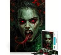 Vampire Woman Portrait Jigsaw Puzzles 1000 Pieces Focus Boost Fun Laser Cut for Flawless Fit Bonding Activity for Loved Ones (50x75cm)
