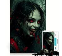 Vampire Woman with Red Eyes Jigsaw 1000 Pieces Focus Building Toy Zero Gap Rewarding Activity for Rainy Days (50x75cm)