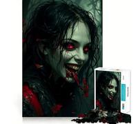 Vampire Woman with Red Eyes Jigsaw 1000 Pieces for Teenagers Mind Boost Fun Zero Gap Captivating Leisure for Cozy Indoors (38x52cm)