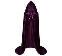Vampire Women's Hooded Cape Halloween Women's Vampire Cape Long Velvet Cape Coat with Lacing Renaissance Cape Jacket Gothic Capelet Cosplay Uniform Medieval Pagan Costume for Halloween Party