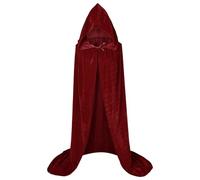 Vampire Women's Hooded Cape Halloween Women's Vampire Cape Long Velvet Cape Coat with Lacing Renaissance Cape Jacket Gothic Capelet Cosplay Uniform Medieval Pagan Costume for Halloween Party