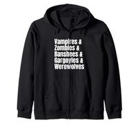 Vampires Werewolves Zombies Banshees Gargoyles Halloween Zip Hoodie